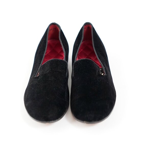 Vintage Alan McAfee Black Velvet Slip On Loafers, Made in England, Size 10 - Picture 3 of 11